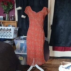 Giorgio Fiorelli Rust Floral Midi Dress